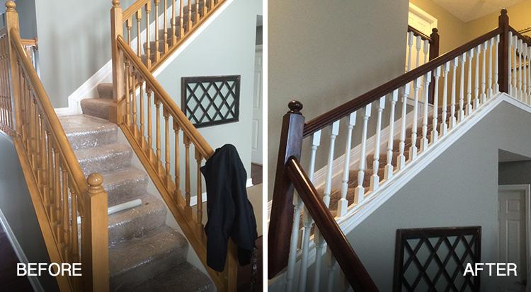 painted stairs and railings before and after