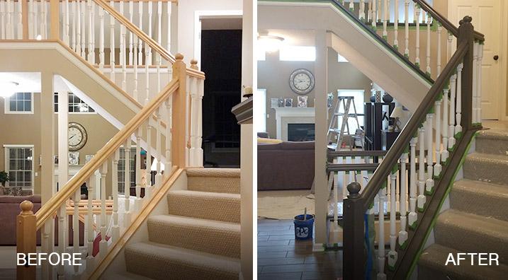 winter interior painting project-paint stairs