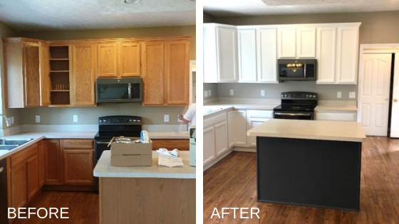 Interior Painting Ideas Project Gallery, Painting Kitchen Cabinets White Before And After