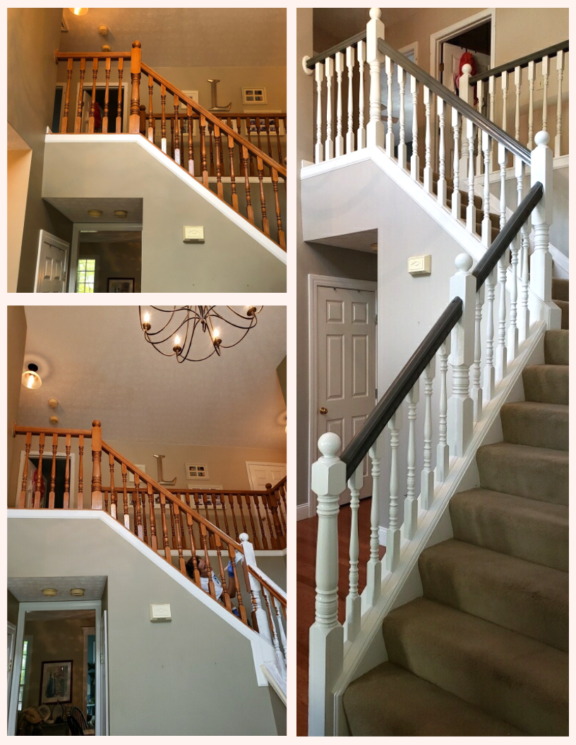 painted staircase before after white frame