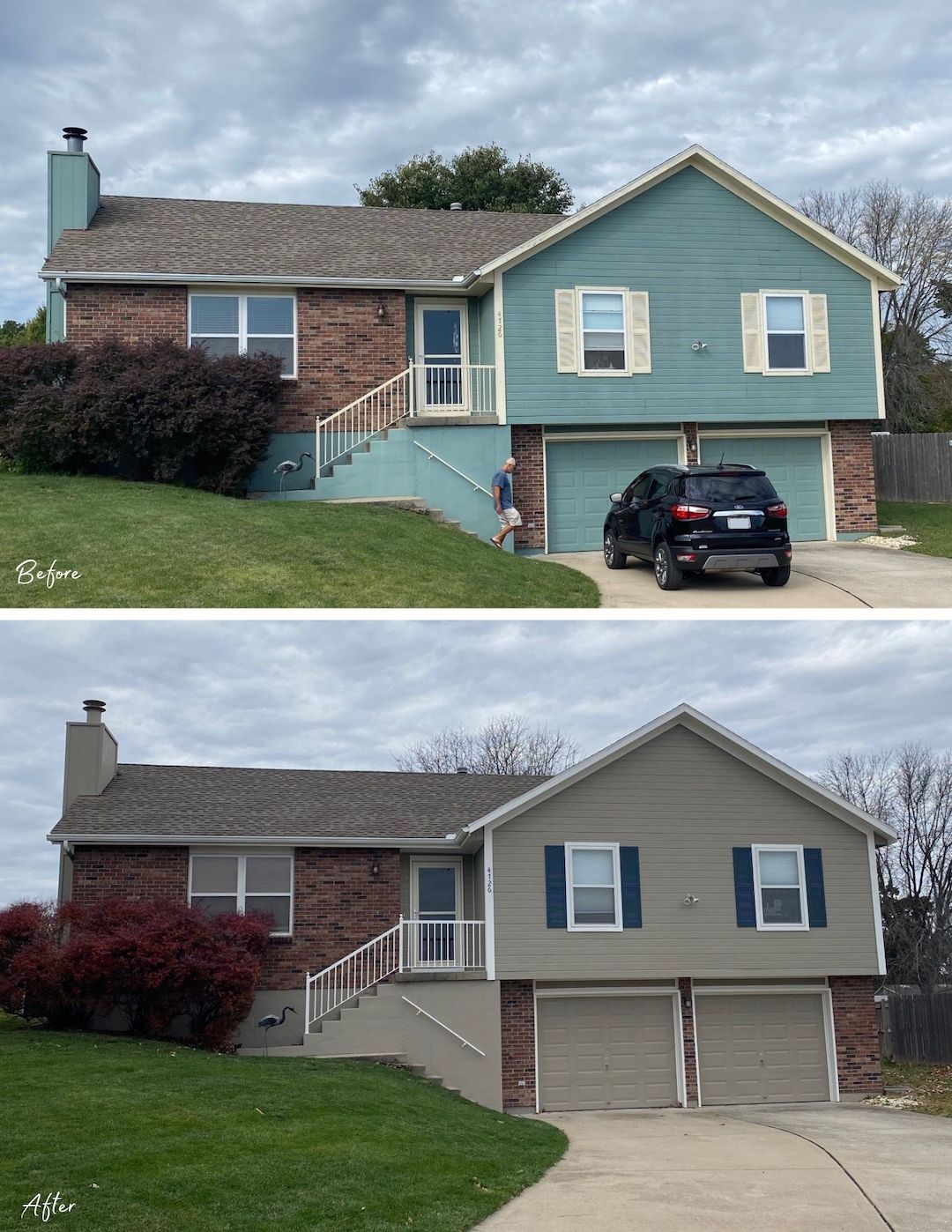 Teal house exterior painting Avon Indiana
