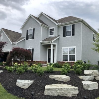 Exterior Stucco and Vinyl Shutter Painting in Dublin, OH