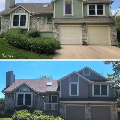 Professional Exterior Painting from Green to Modern Grey in Carmel, Indiana
